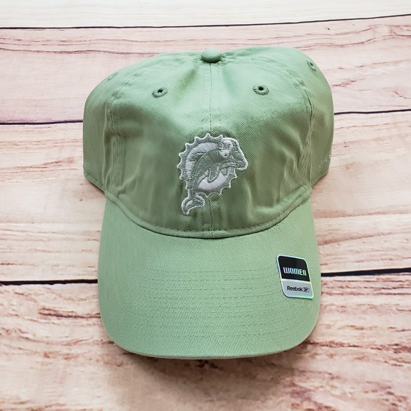 NEW Miami Dolphins Hat Cap Womens Green Strap Back NFL Football Reebok Ladies A3 - Picture 1 of 8